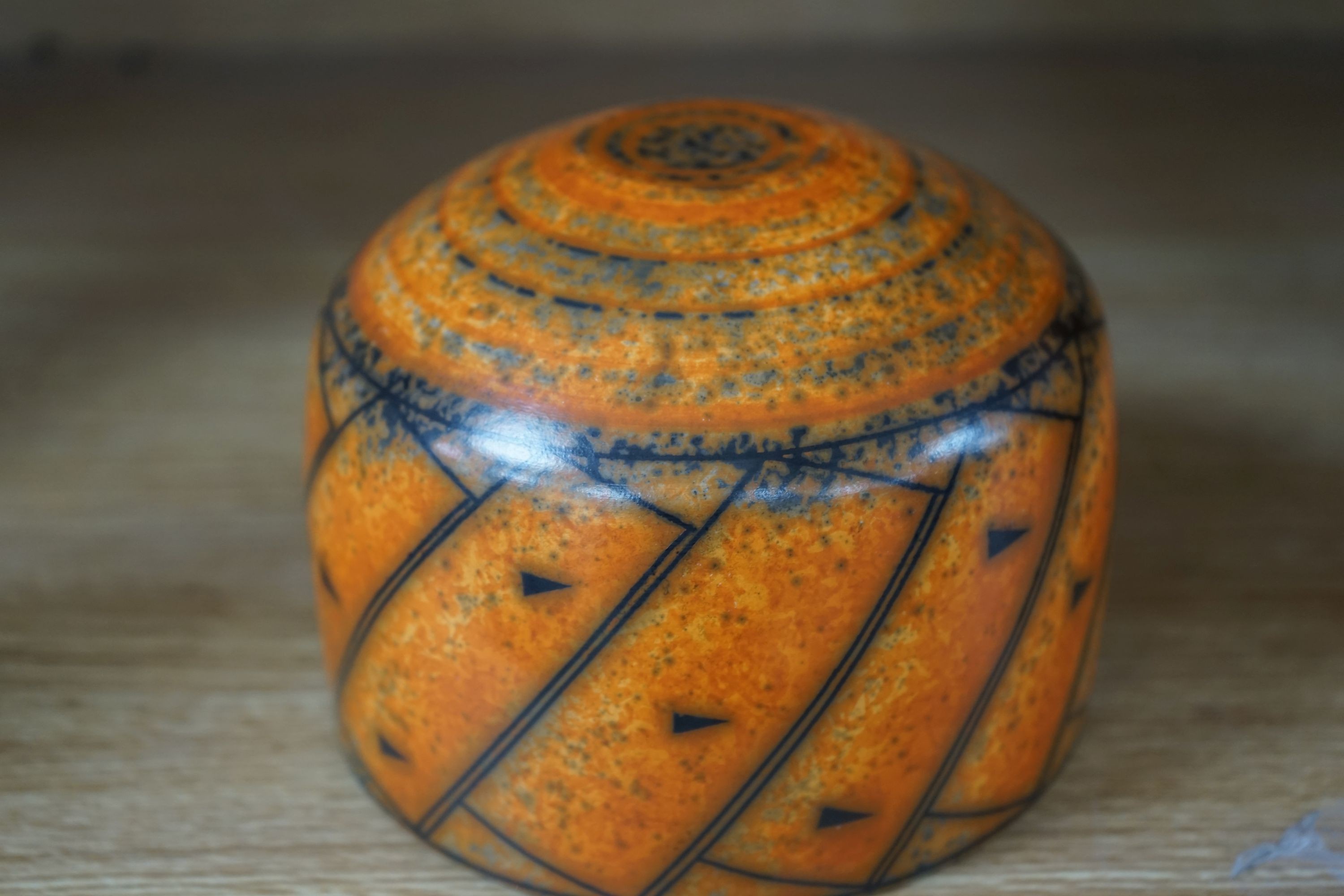 Duncan Ross (b.1943), a burnished terra-sigillata U-shaped vase (small glaze flake to rim) 15cm wide